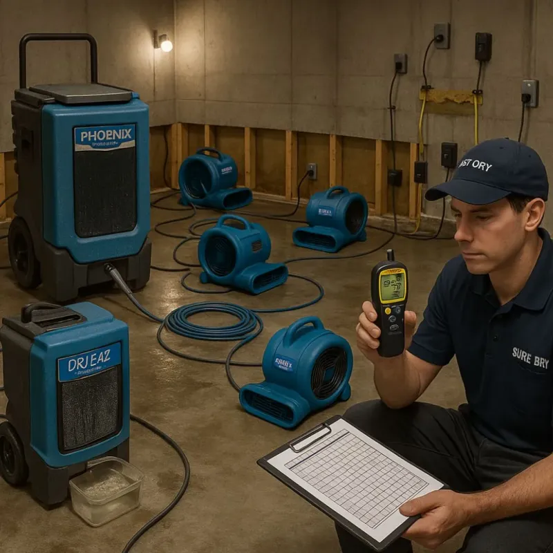 Structural Drying and Dehumidification process in Indian Heights, IN